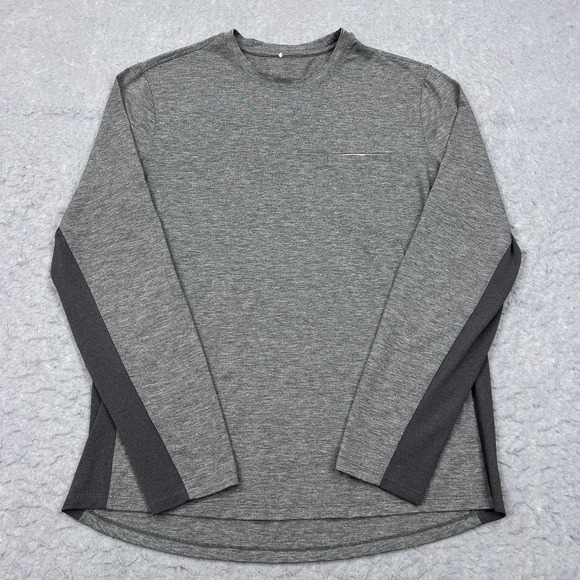 Lululemon Shirt Men's Large Gray Long Sleeve Pullover Pocket Zip Metal Athletic - Picture 1 of 9